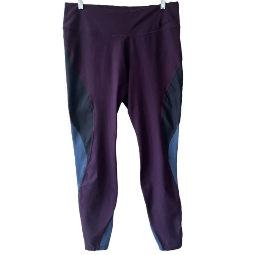 Nike Dri-Fit Power Legend Performance Athletic Leggings XL Burgundy Blue Black